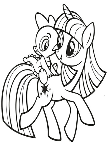 Kolorowanka online: Kolorowanka Twilight Sparkle podróżuję ze smokiem